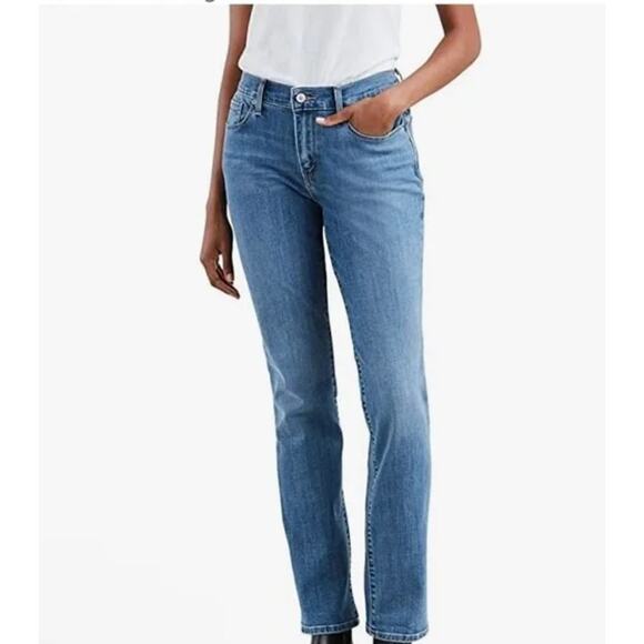 Levis Jeans Womens Size 12 Blue 505 Straight Leg Medium Wash Distressed Denim - Picture 2 of 12